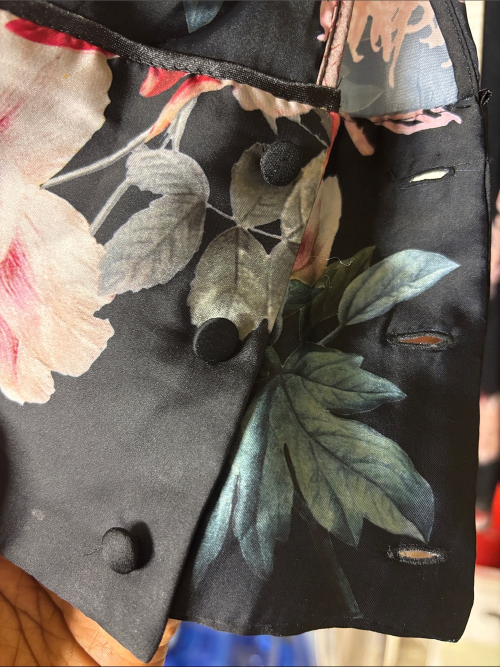 Zara Black Long Sleeve Floral Midi Dress with Pink & Red Blooms - Picture 5 of 6